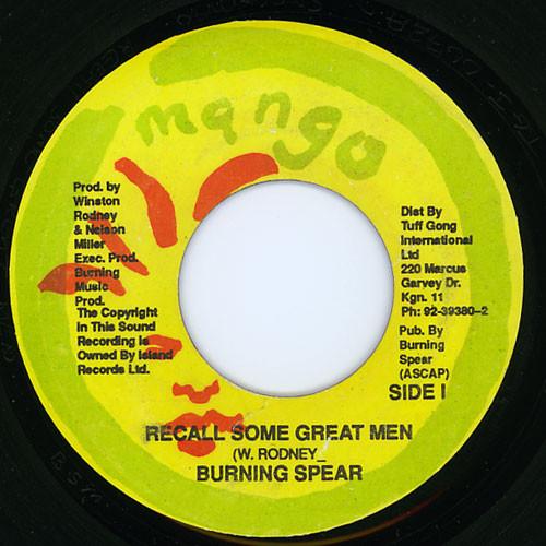 

7inch Record BURNING SPEAR - Recall Some Great Men NONE Mango 1990 Jamaica Reggae, Ska & Dub Used