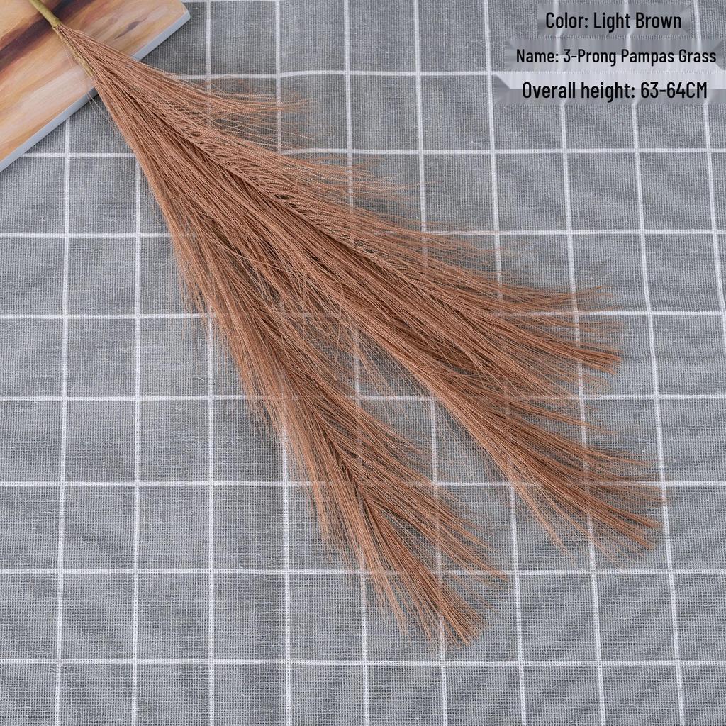 INS Style 3-Prong Pampas Grass and Rose Artificial Bouquet for Home Decor