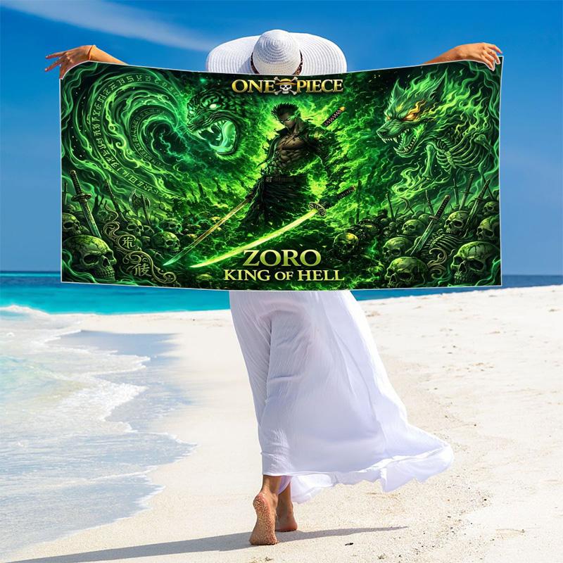 Roronoa Zoro Print Beach Towel, Large Soft Quick Dry Towel for Beach Camping Swimming