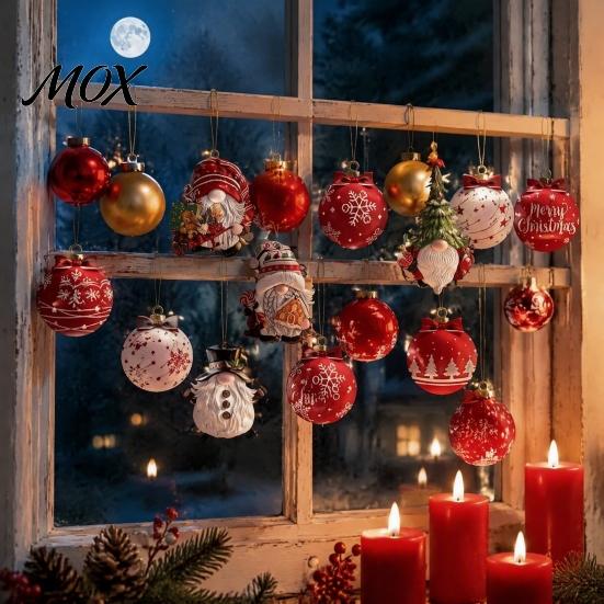 Decorative Gingerbread Elk Ornaments 24/48Pcs Christmas Wooden Hanging Ornaments, Gnome Ball Porch Eave Decorations Tags, Xmas Tree for Home