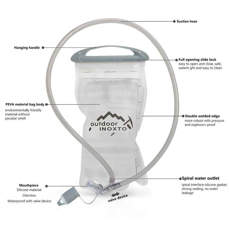 1,5L/2,0L Hydreringsblåsa För Camping Läckagesäker Vattenförvaringsblåsa Väska Cykling Hydreringsryggsäck PEVA Vandring Vattenförvaringspåse