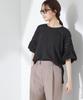 Nano Universe Floral Lace Top with Balloon Size F Women's Sleeves, Black, 010, 673-5124314