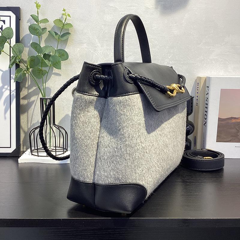 2026 New cashmere handbag genuine leather women's bag butterfly rope tote bag fashionable versatile shoulder bag