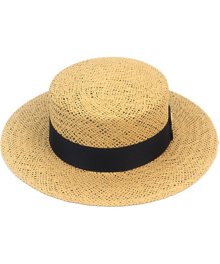 Beige Navy Line Panama Hat