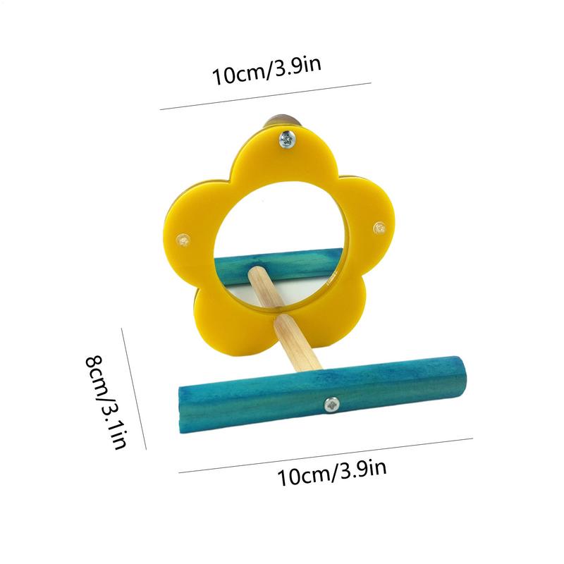 Bird Mirror For Cage Parrot Toys Mirror Cockatiel Perch Chewing Flower Shape Enrichment Stand Cockatiel Cage Accessories
