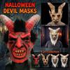 Dospělá plná maska čerta s rohy, Realistická halloweenská kostýmová rekvizita na párty