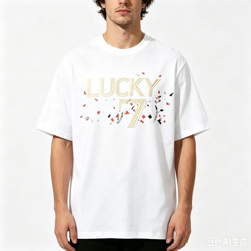 Unisex Lucky 7 Tshirt Number Graphic Camping Fishing Sup Skate Rock Short Sleeve White Black Tee