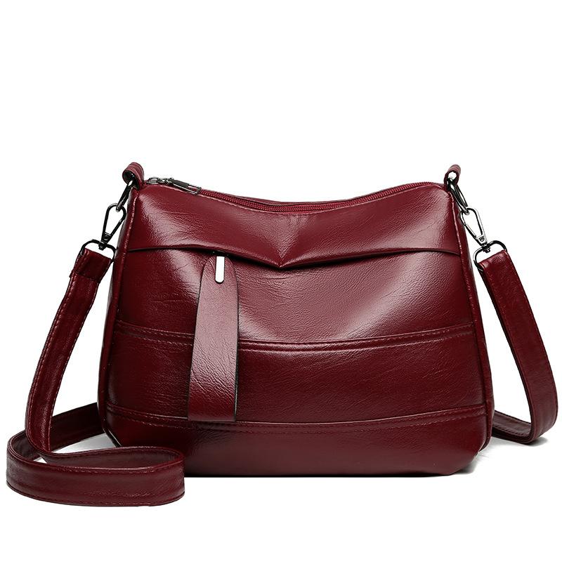 Fashion soft leather large capacity multi-compartment simple washed leather small square bag versatile commuter shoulder messenger bag