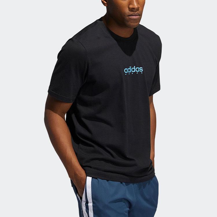 Adidas Swish Tee Letter Print Basketball Sports Short Sleeve T-Shirt Men Tops Black GN5119