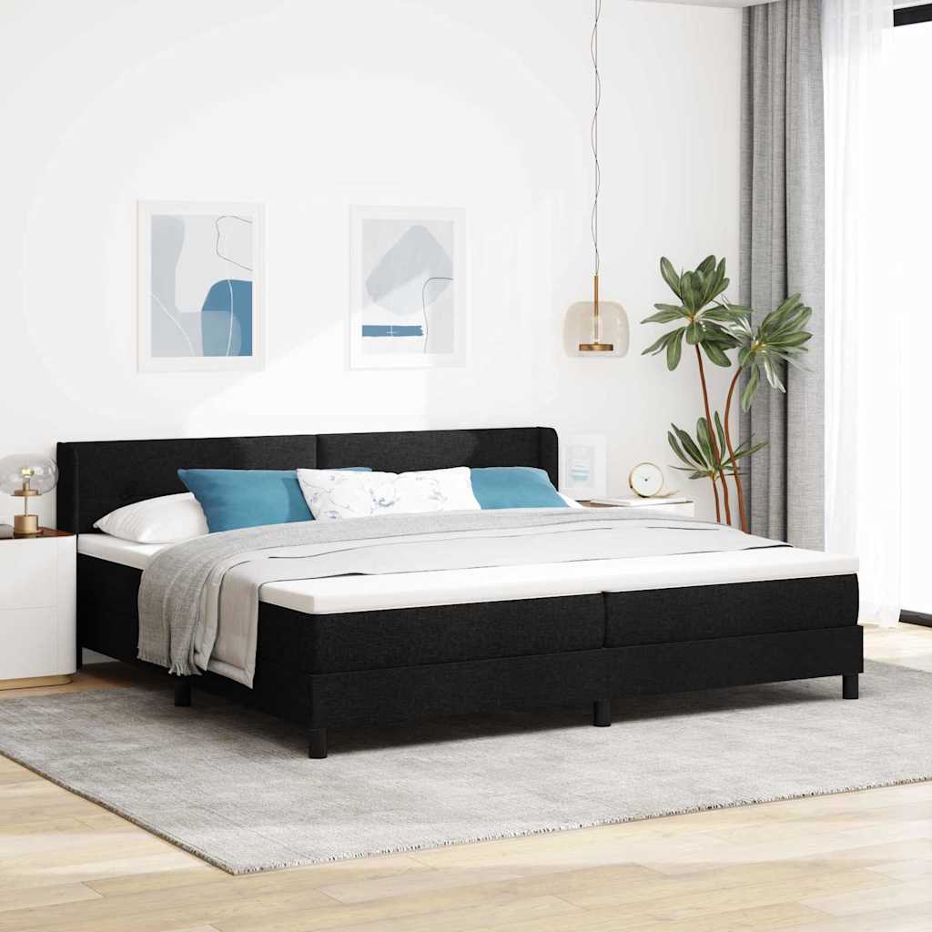 Boxspring Bed with Headboard Black 200 x 200 cm Fabric