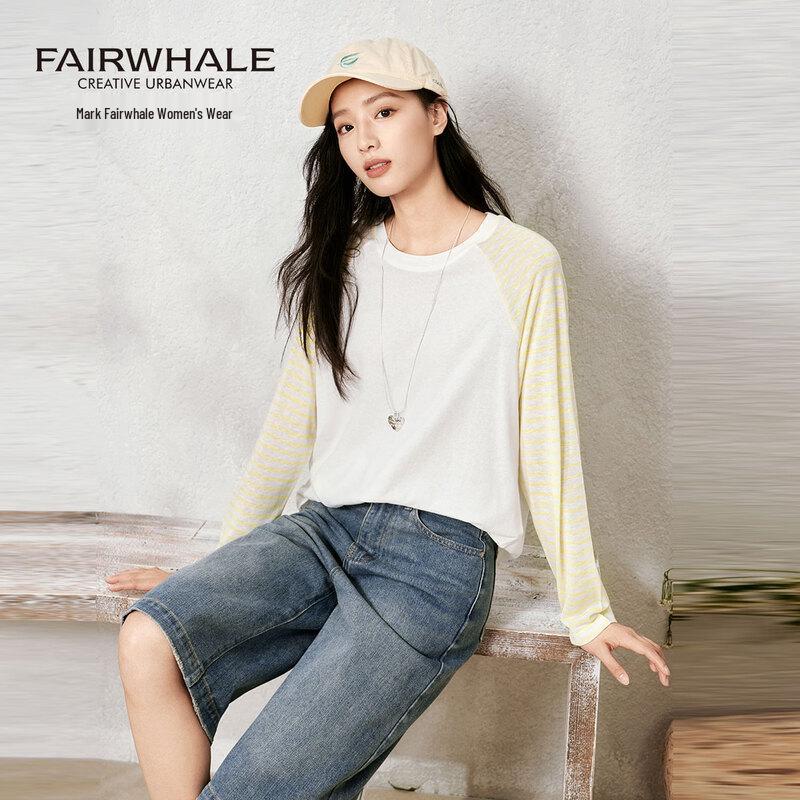 Mark Fairwhale Women's Striped Patchwork Long Sleeve T-Shirt