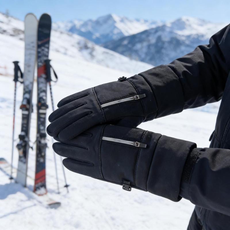 Vinterhandsker til cykling med touchscreen, termiske handsker til motorcykel, ski, udendørs, med lynlåslomme, vandafvisende, skridsikre, unisex, kørehandsker