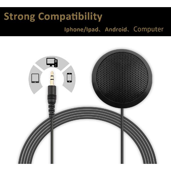 Conference Microphone 3.5mm Desktop Computer Mic for Computer Desktop and Laptop 360° Omnidirectional Condenser Mic for Online Meeting/Class, Skype,