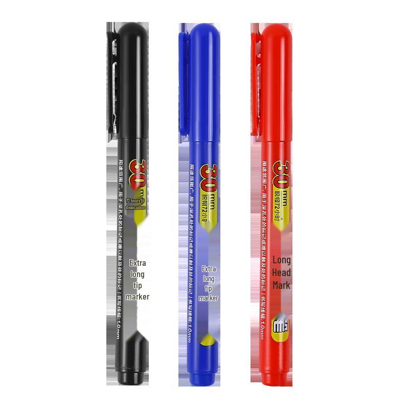 Refillable Waterproof Long-Tip 30MM Woodworking Marker Pen with Deep-Hole Non-Fading Ink