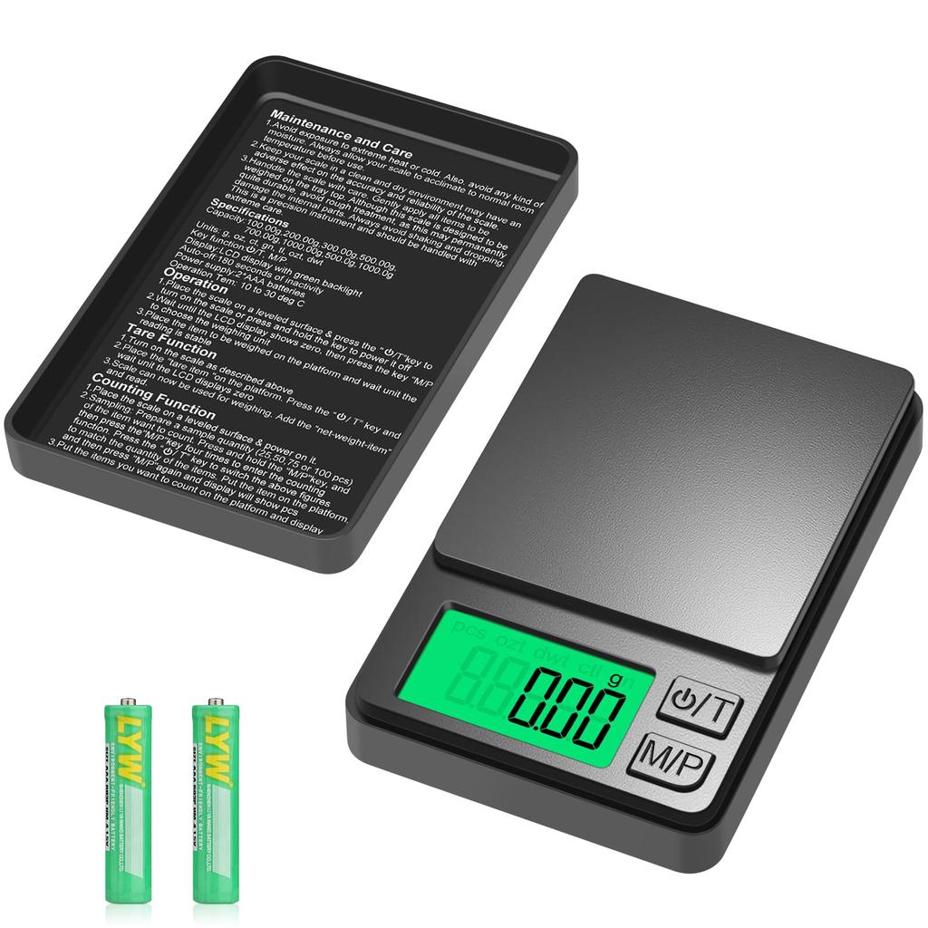 Diyife Digital Pharmaceutical Gram Scale with Protective Backlit Tare for and Batteries Included Scale, 0.01g [1kg/0.01g-7 Units], Portable,