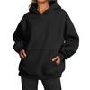 Women's Fleece Street Hip-Hop Hoodie: Autumn/Winter Solid Color Long-Sleeve Loose Pullover with Pocket