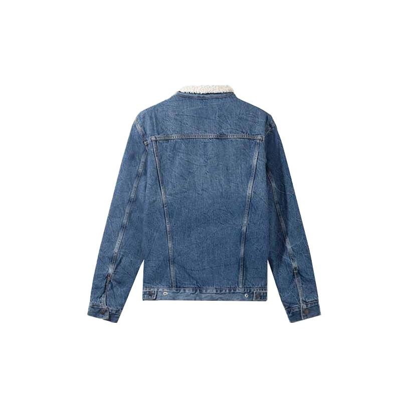 Levis Vybledlý límec Jednořadé ležérní džínové bundy Pánské bundy Modrá 16365-0162