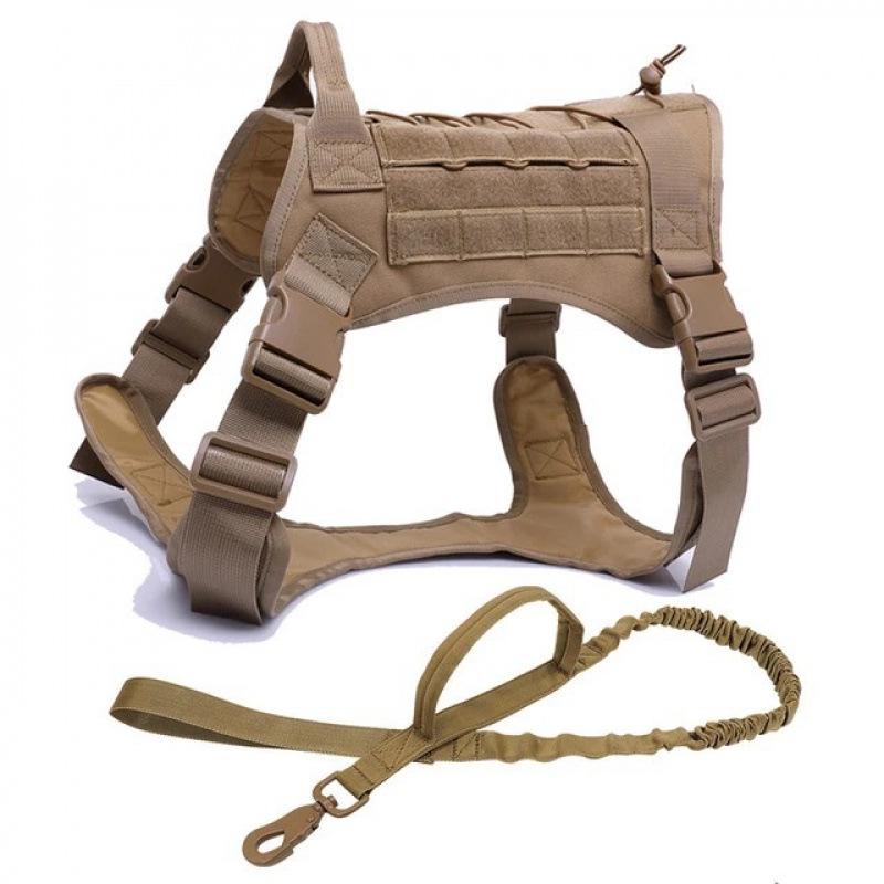 Tactical Nylon Dog Harness with Leash for Outdoor Training
