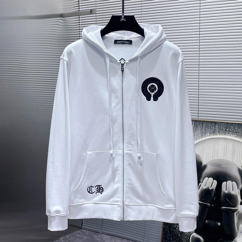 8632 CHROME HEARTS 2025 Nová jarní a podzimní nadměrná tenká mikina s kapucí a zipem s logem v klasickém stylu pro páry