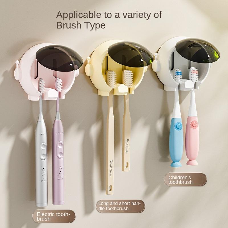 4016 Portaspazzolino Spaceman Senza Foratura Portaspazzolino Elettrico da Bagno Nuovo Cartone Animato Porta Spazzolino da Denti da Parete per WC