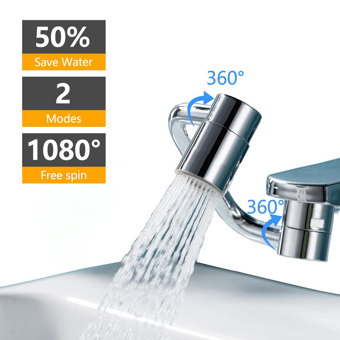 

Metal 1080° Rotation Faucet Aerator Extender U Type Swivel Robotic Arm Faucets Sprayer Head Nozzle Kitchen Tap Saving Water срібний