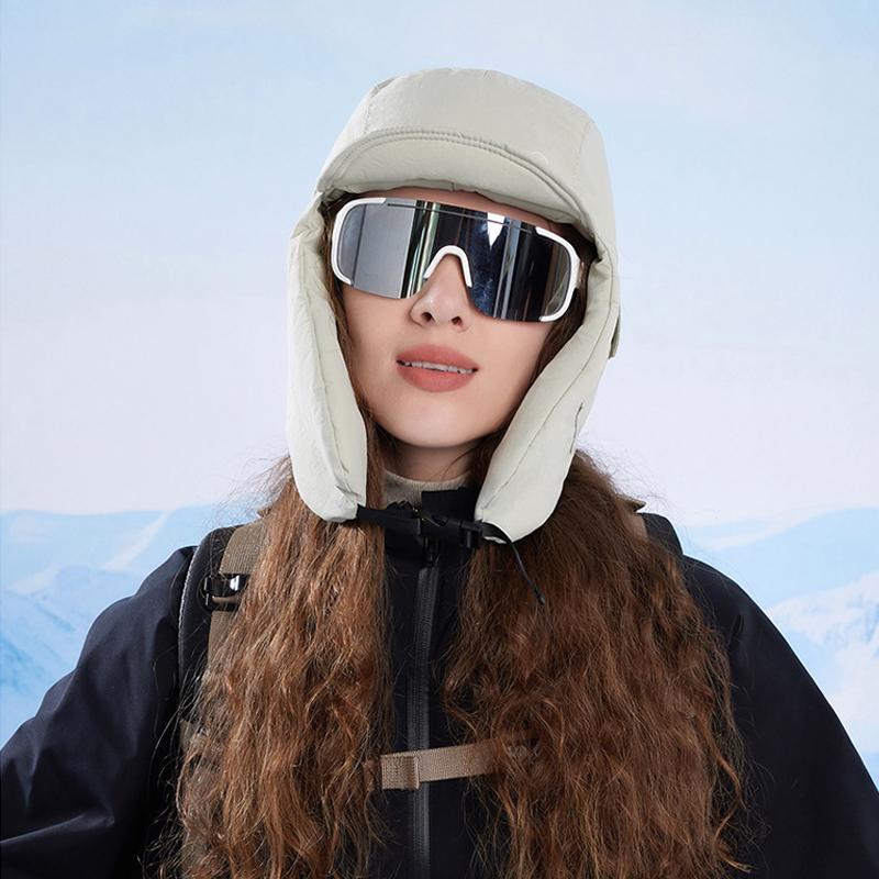 Căciulă Caldă de Bumbac de Iarnă pentru Femei, pentru Ciclism în Aer Liber, Rezistentă la Vânt, cu Protecție pentru Urechi, Căciulă Bomber pentru Cap Mare