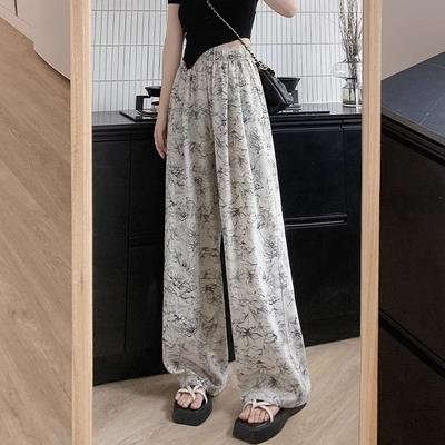 Ink Painting Tie-dye Wide-leg Pants for Women with High Waist Slim Casual Pants for Women Yamamoto Pants Cool Pants for Women In Summer