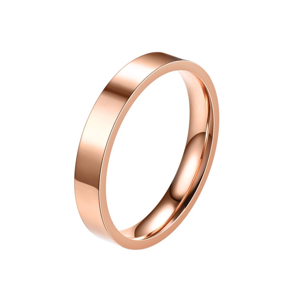Korean Style 4MM Colorfast Stainless Steel Couple Ring for Women