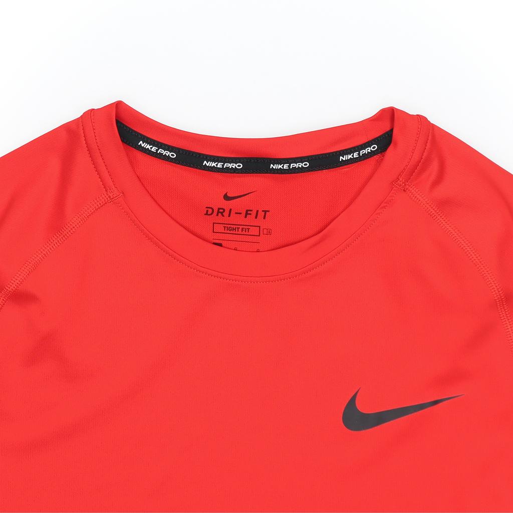 Nike Pro Logo Dri-Fit Fitted Short-Sleeve Training Top Men Tops Red BV5632-657