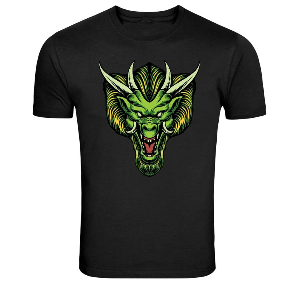 Green Dragon Head Fantasy Monster Graphic T Shirt Mythical Tee
