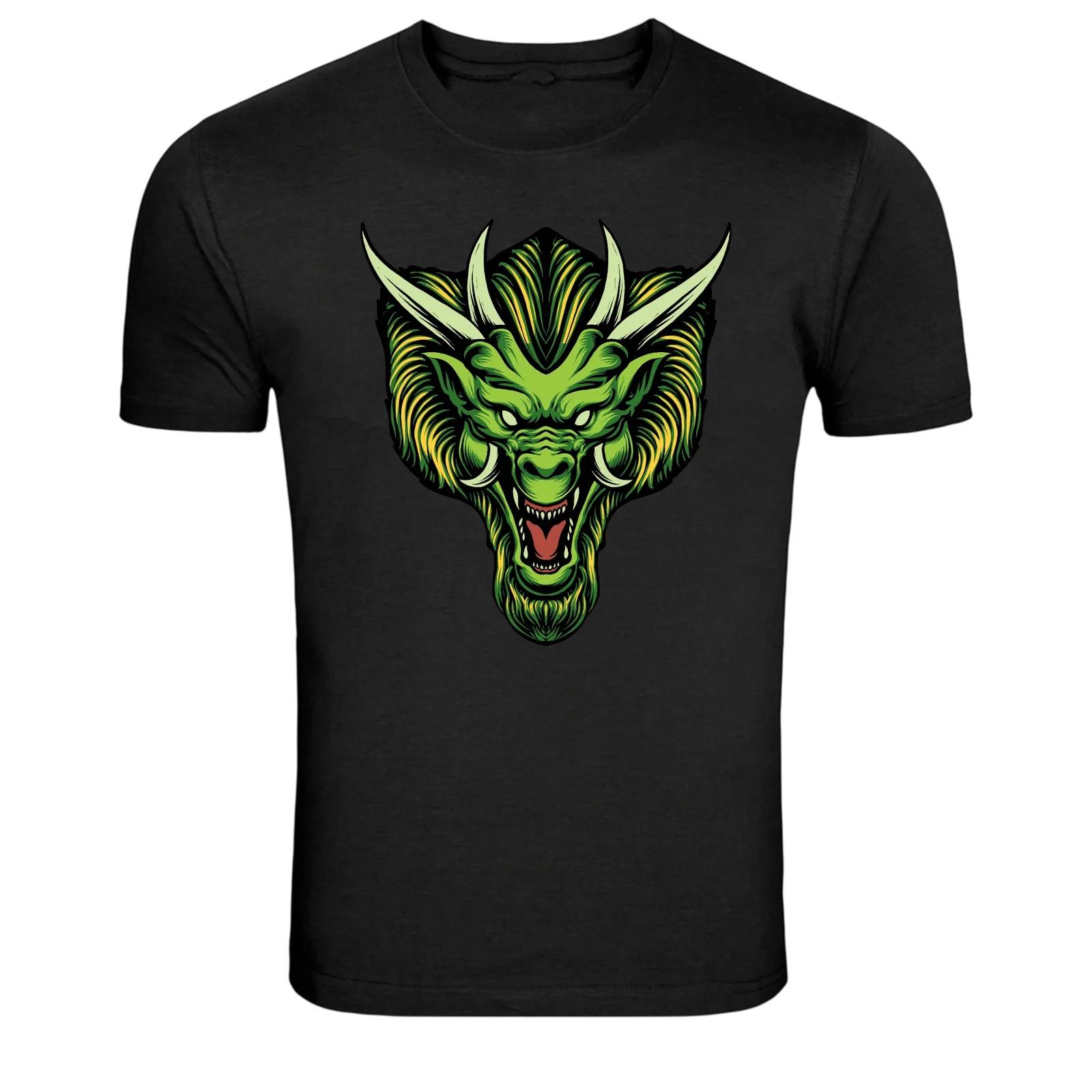 Green Dragon Head Fantasy Monster Graphic T Shirt Mythical Tee XS