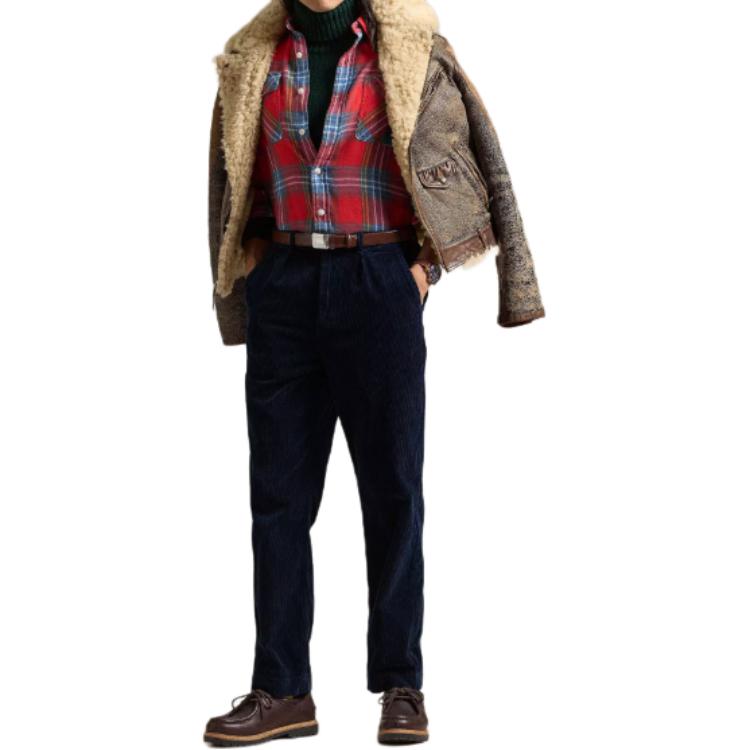 Polo Ralph Lauren Solid Color Mid Waist Drawstring Casual Pants Men bottoms Blue 710944489-002