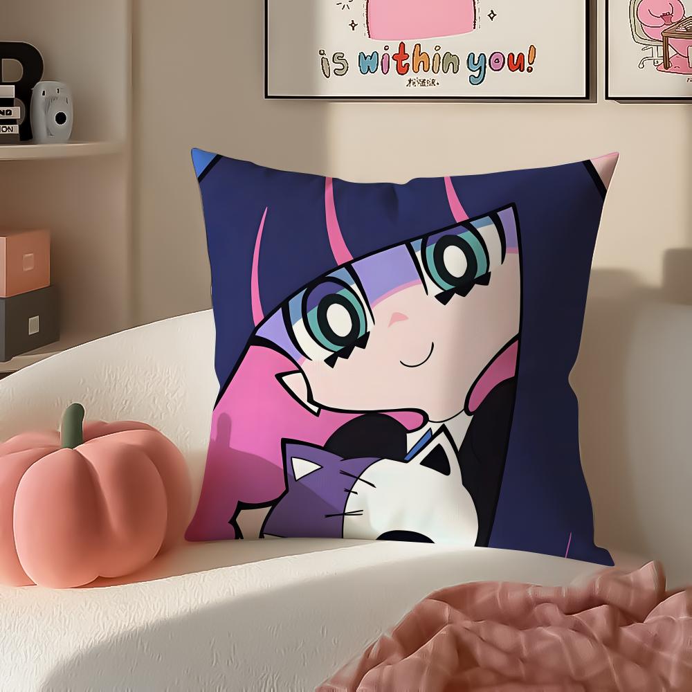 Anime edgy PPanty SStocking Anime Cushion Cover Pillowcase Short Plush Invisible zipper Room Sofa Cushion Cover