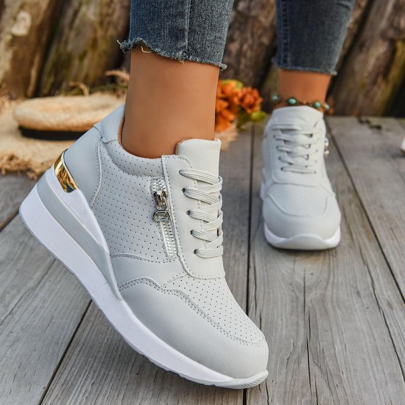 2025 Women Shoes Fashion Wedge Platform Sneakers Four Seasons Casual Shoe Lace-Up Wedge Heel Vulcanized Shoes Women Tenis Shoes