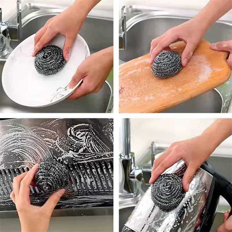 22g/pc Stainless Steel Wire Ball Brush for Dishes Pots Pans Cleaning Scrubbers Household Kitchen Dishwashing Tools Clean Brushes