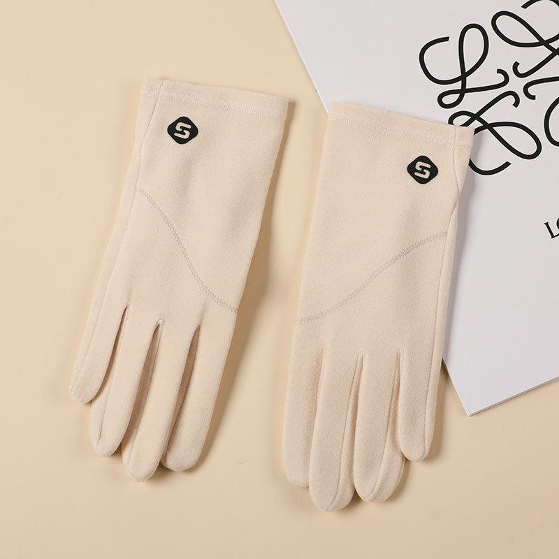 Autumn and Winter German Velvet Warm Women's Gloves Plus Velvet Thickened Windproof Cold and Anti Slip Touch Screen Electric Vehicle Outdoor Riding