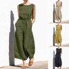 2023 European-American Summer Solid Color High Waist Sleeveless Jumpsuit: Women's Casual Loose Fit