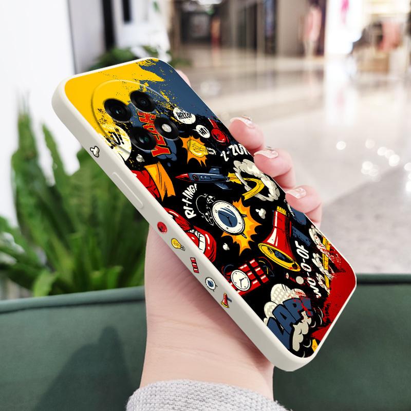 Cartoon Blast Phone Case For Oneplus 13 13R 12 12R 11 11R 10 10R 10T 9R 9RT 9 8T 8 7 7T Pro Liquid Silicone Cover OnePlus 13 5G белый