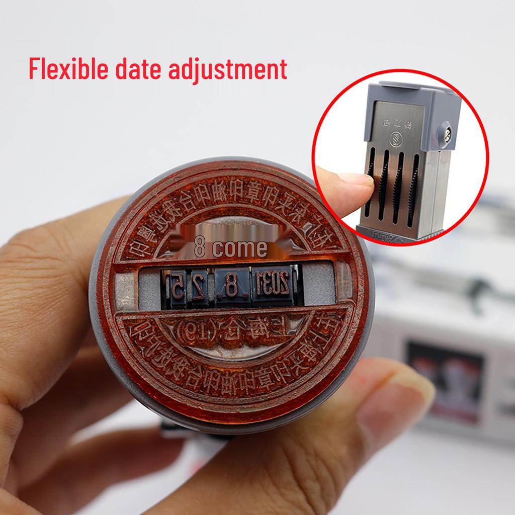 Adjustable Date & Custom Name Rubber Stamp - Shiny Dial, Personalized & Handmade Engraving