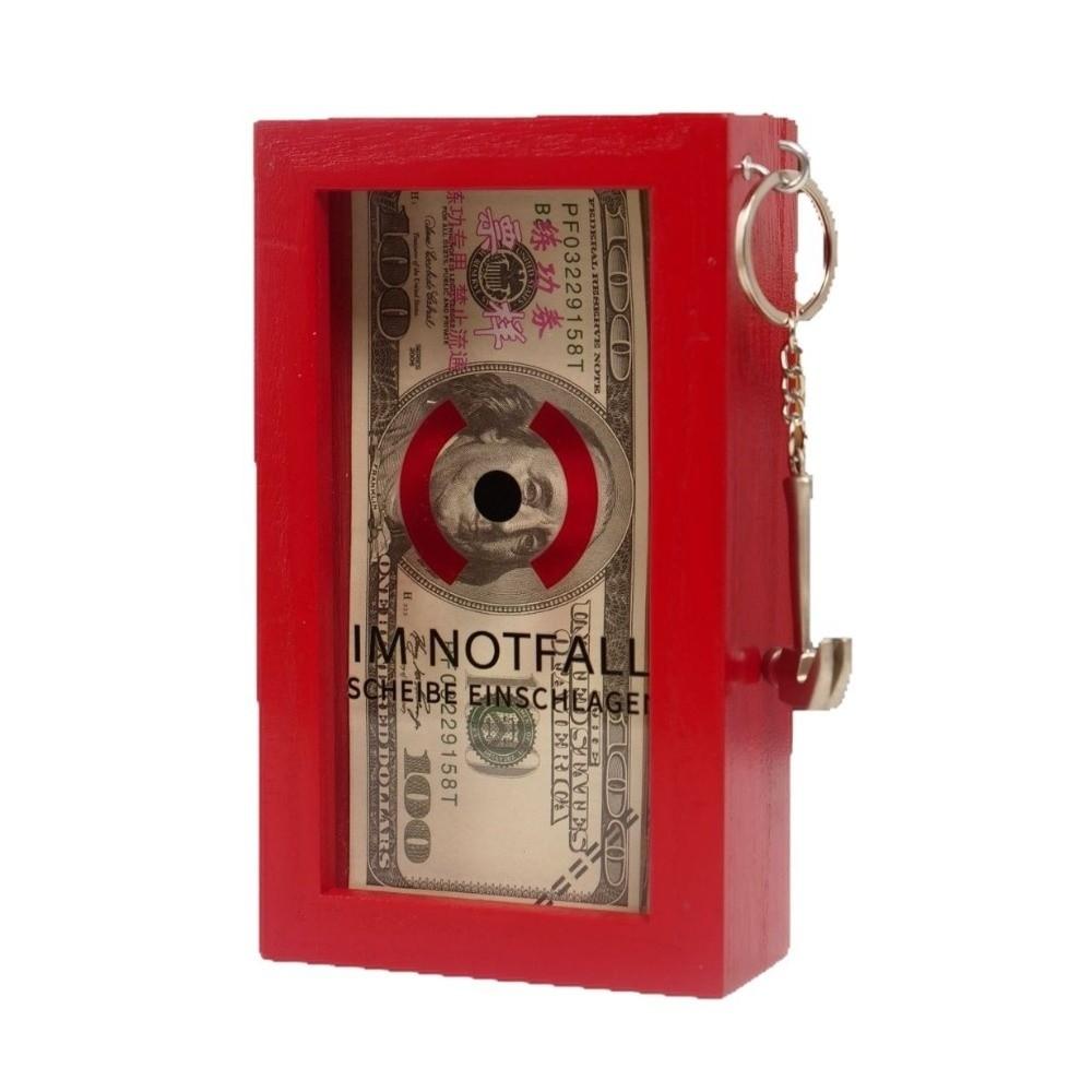 Break In Case Emergency Geschenkbox Rotes Holzmaterial Geschenkverpackungsbox mit Hammer Gag Geschenk-Organizer für Geburtstag Feiertag