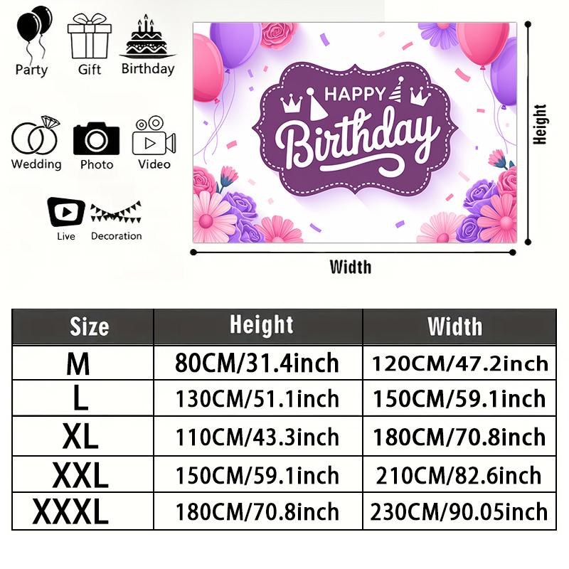 1pc Birthday & Wedding Balloon Floral Indoor/Outdoor Party Banner Multicolor