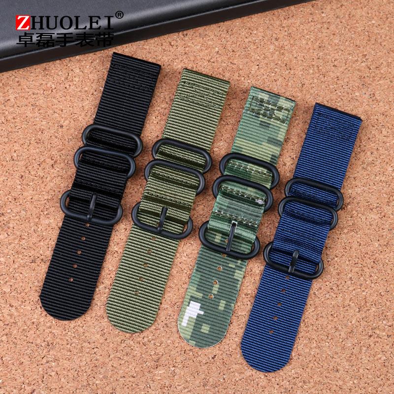 Bracelet de montre en nylon ultra fin doux respirant Grande taille 22 mm 23 24 mm 26 mm Vert armée bleu camouflage Bracelet pour poignet d'homme
