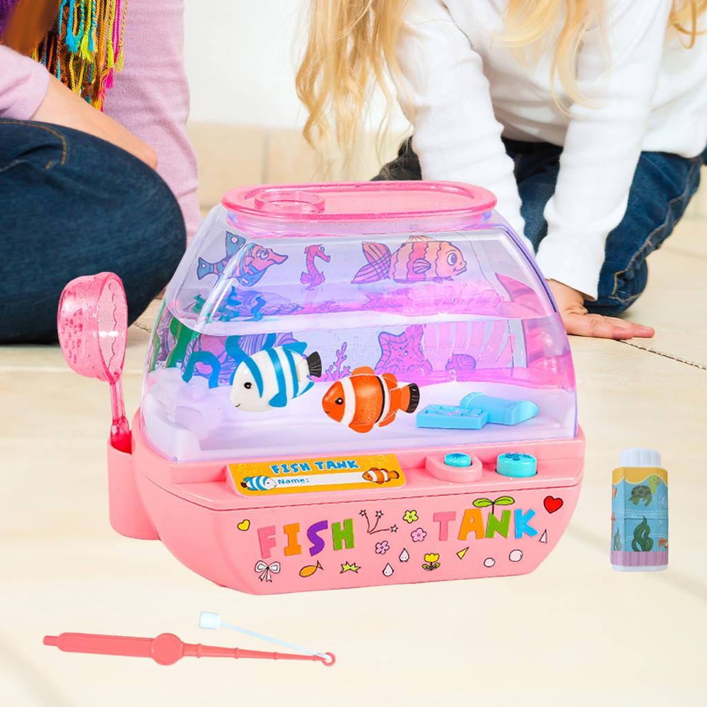 Children's Creative Artificial Aquarium Toys, Mini Simulated Fish Tank, Cartoon, With Music and LED Lights, Educational