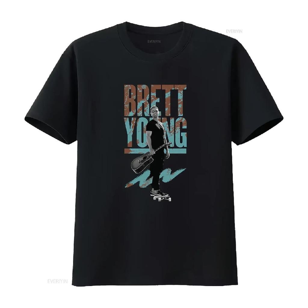 90S Vintage Brett Young T Shirt Country Music Tour Vintage Washed Breathable Homme Streetwear Top For Everyday Wear Unisex