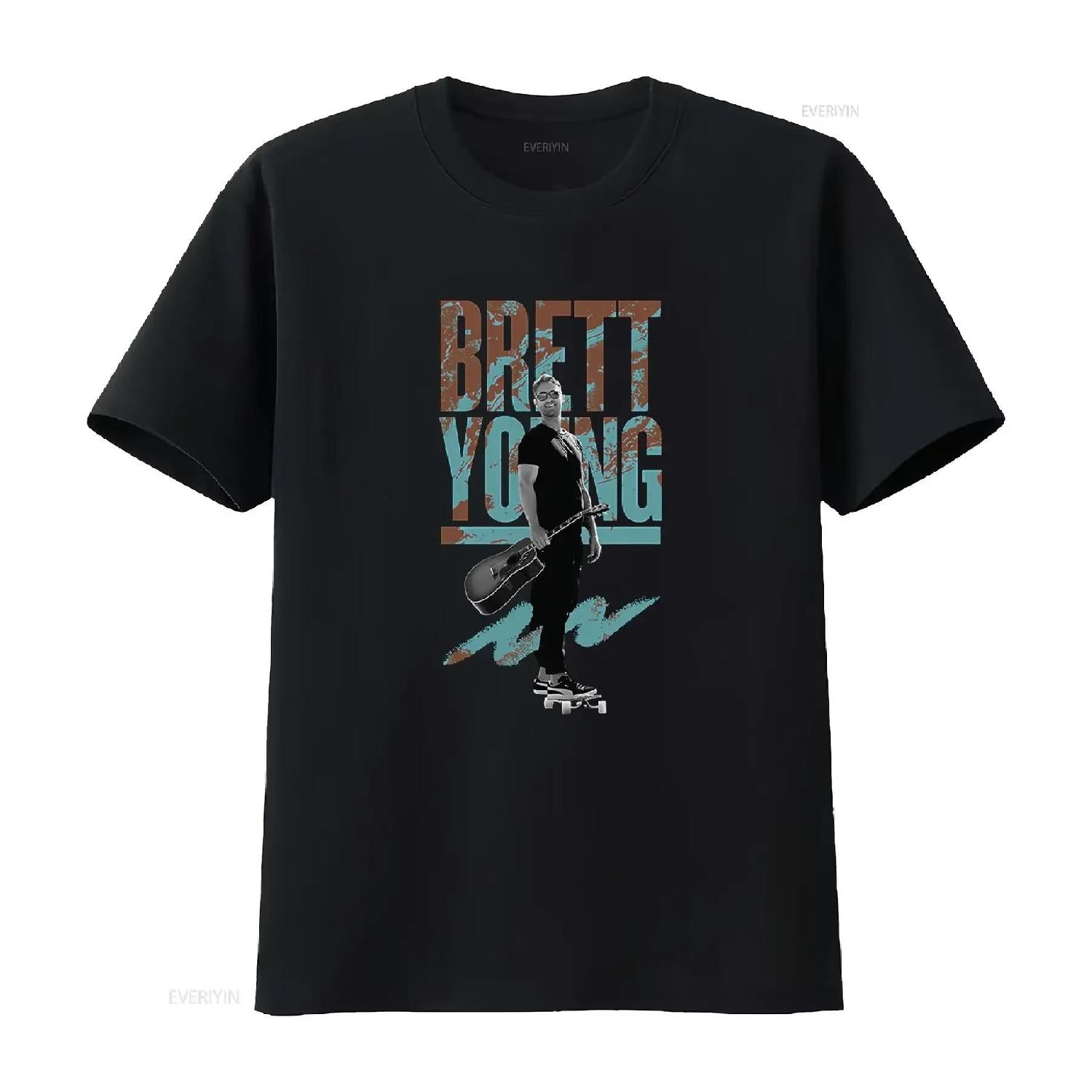 90S Vintage Brett Young T Shirt Country Music Tour vintage Washed Breathable homme streetwear Top For Everyday Wear Unisex S