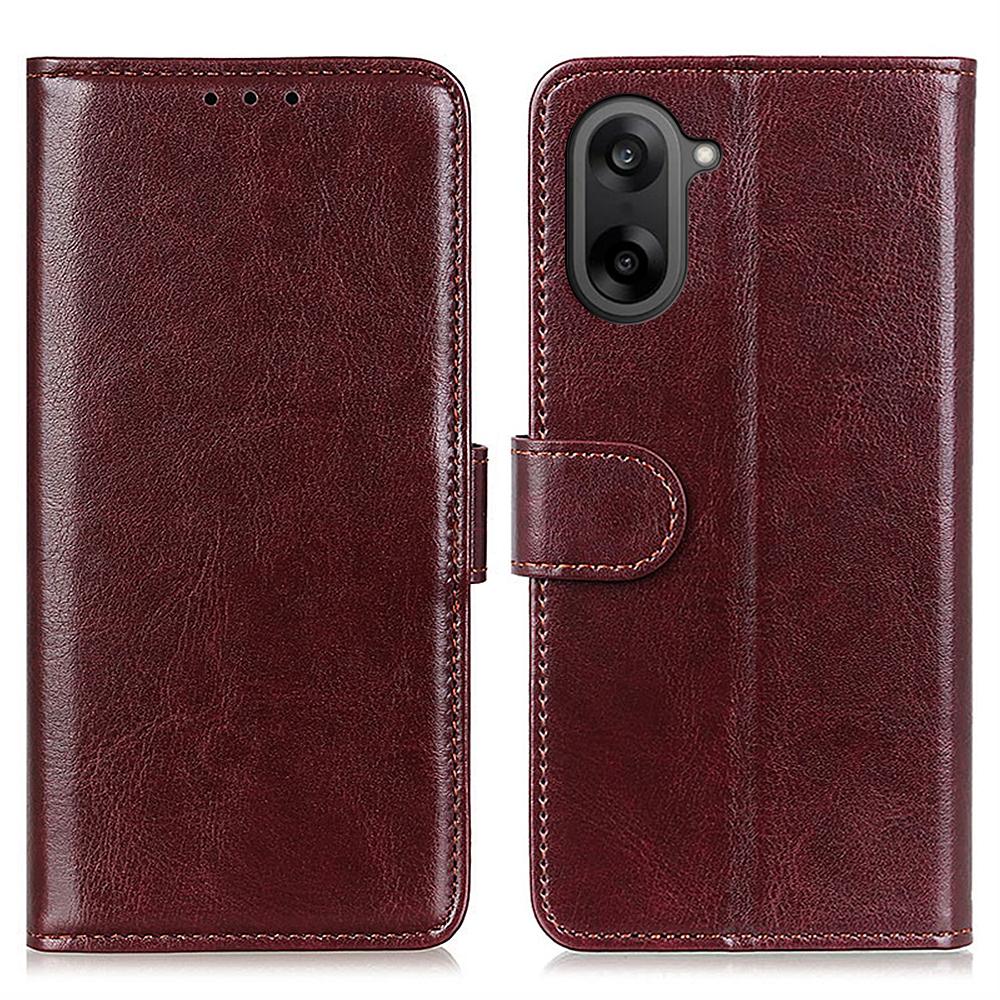

For OnePlus Nord CE5 5G Case Crazy Horse Texture PU Leather Phone Stand Cover Brown