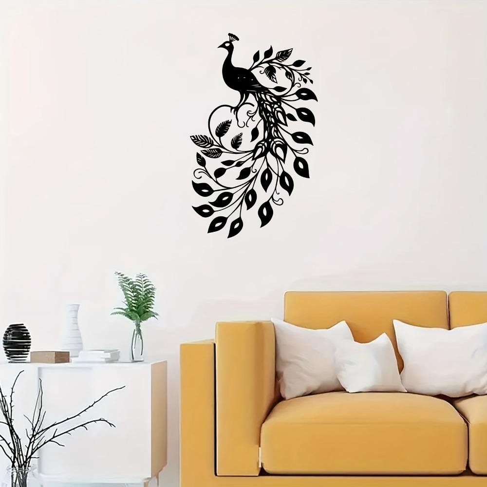 1pc Metal Peacock Wall Art, Bird Sculpture with Feathers for Home Garden Outdoor Decor, Indoor Ornament Gift