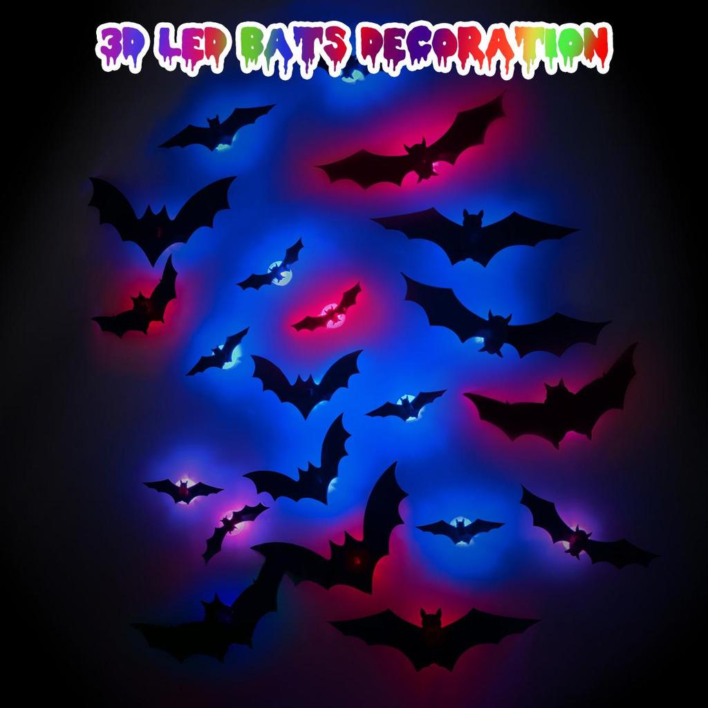 3D LED Glitzer Fledermaus Wandaufkleber für Halloween Dekoration