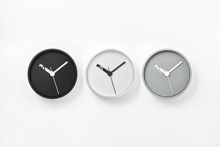 Lemnos Extra Normal Clock RM24-07 BK, Analog, Tabletop/Wall Clock, Black Aluminum