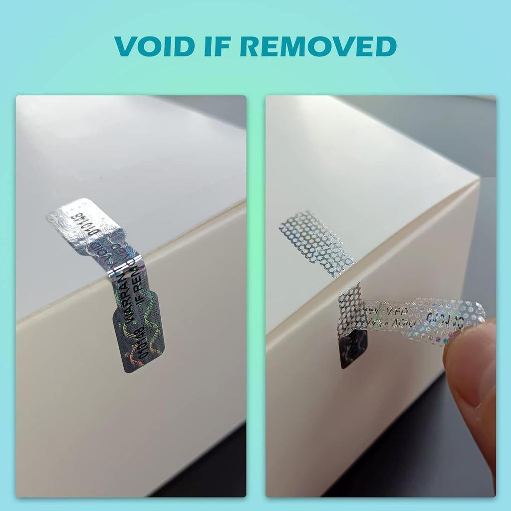 300 Pcs Bone Silver Hologram Sticker Holographic Tamper Evident Label High Security Warranty Seal Sticker with Serial Numbers(0.4 Inch X 2